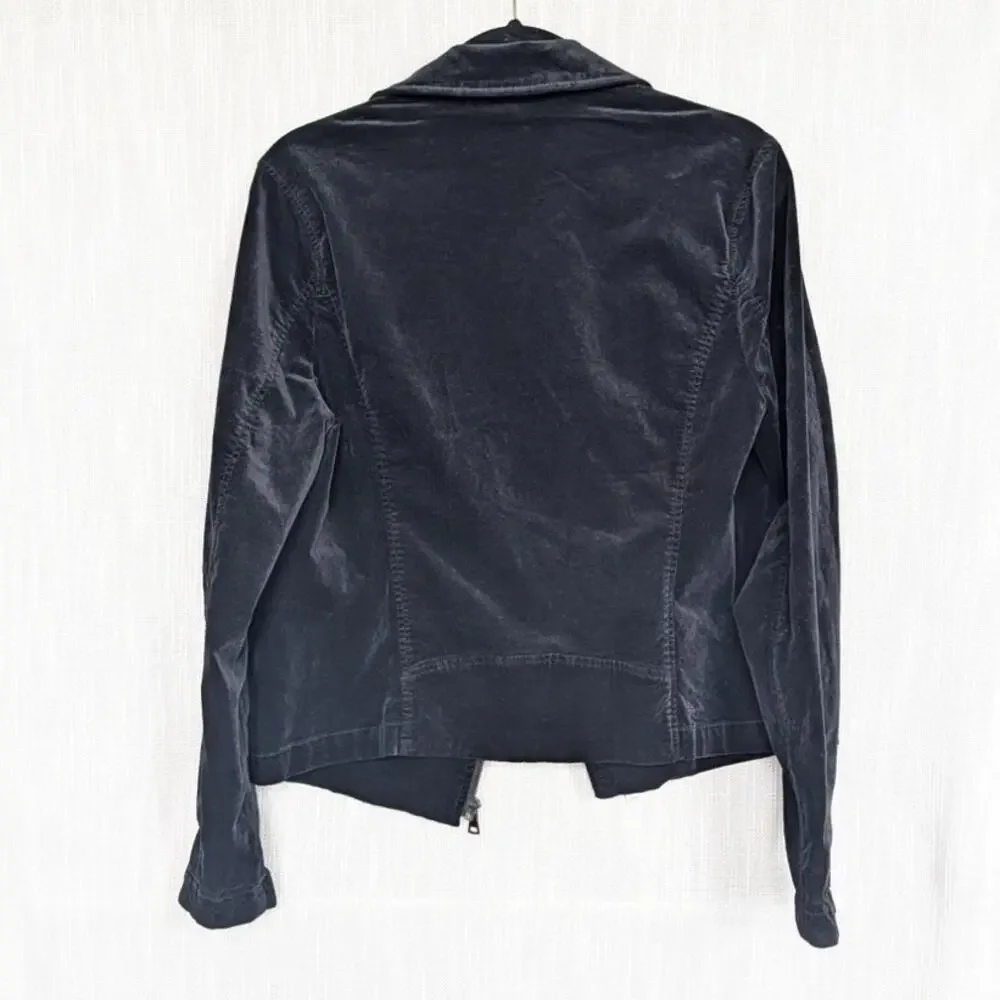AG Adriano Goldschmied Quincy Velvet Moto Biker Jacket Womens M Black Zip Up
